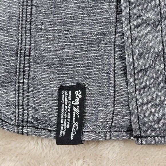 LRG Lifted Research Group Shirt Gray 100% Cotton Short Sleeve Button Mens Size L - Picture 7 of 10